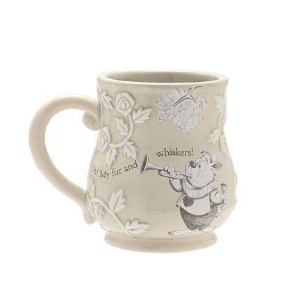 Taza de cerámica Disney del Conejo Blanco con detalles florales en relieve