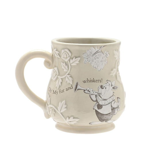 Taza de cerámica Disney del Conejo Blanco con detalles florales en relieve