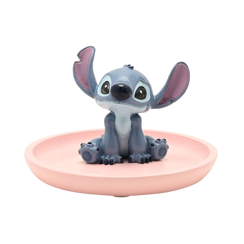 Plato decorativo rosa de resina con figura de Stitch de Disney
