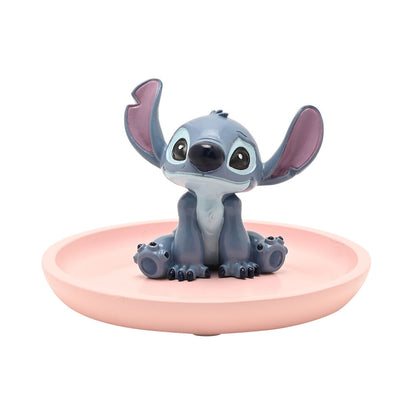 Plato decorativo rosa de resina con figura de Stitch de Disney