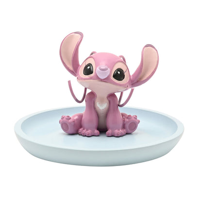 Plato decorativo de resina con figura de Angel Stitch en tonos rosados