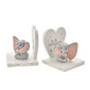 Par de sujetalibros 3D de Dumbo Disney con corazones y estrellas