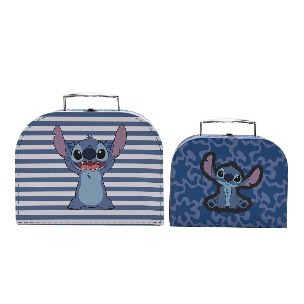 Set de dos cajas azules de almacenamiento con ilustraciones de Stitch