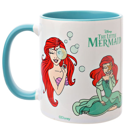 Taza de cerámica de Ariel de La Sirenita Disney con asa turquesa