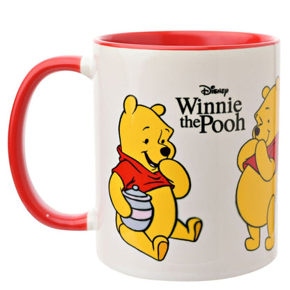 Taza de cerámica blanca de Winnie the Pooh Disney con asa roja
