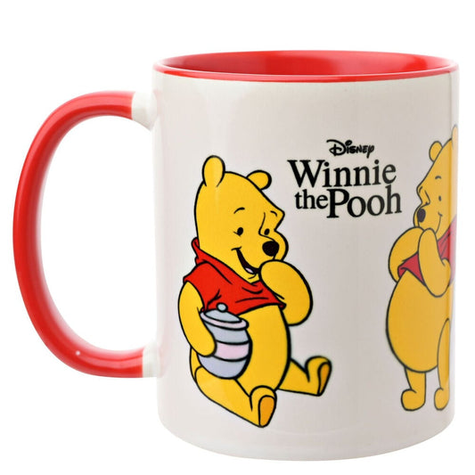Taza de cerámica blanca de Winnie the Pooh Disney con asa roja