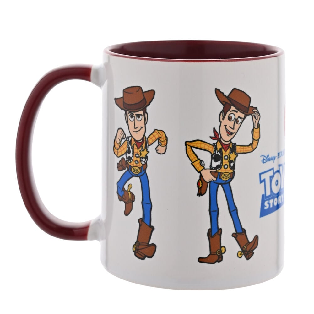 Taza de cerámica de Woody de Toy Story con detalles burdeos
