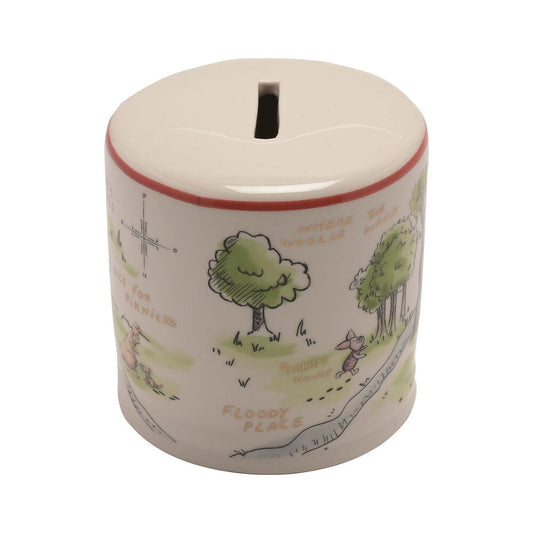 Hucha de cerámica de Winnie the Pooh Disney con ilustraciones y ranura superior