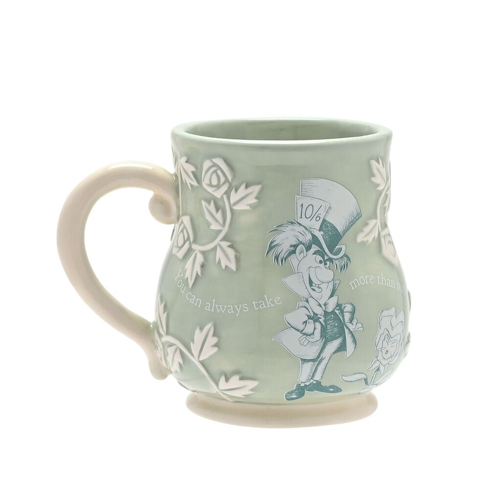 Taza de cerámica Disney del Sombrerero Loco con decoración floral