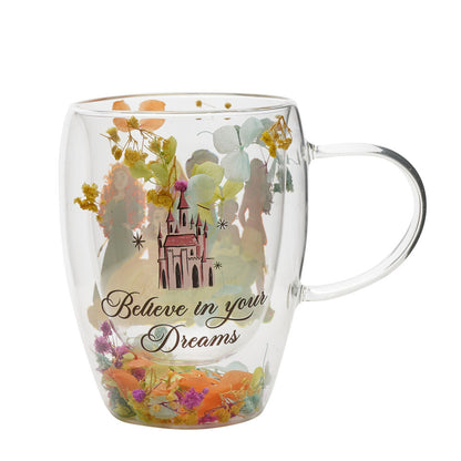 Taza de cristal Princesas Disney con flores secas - 2