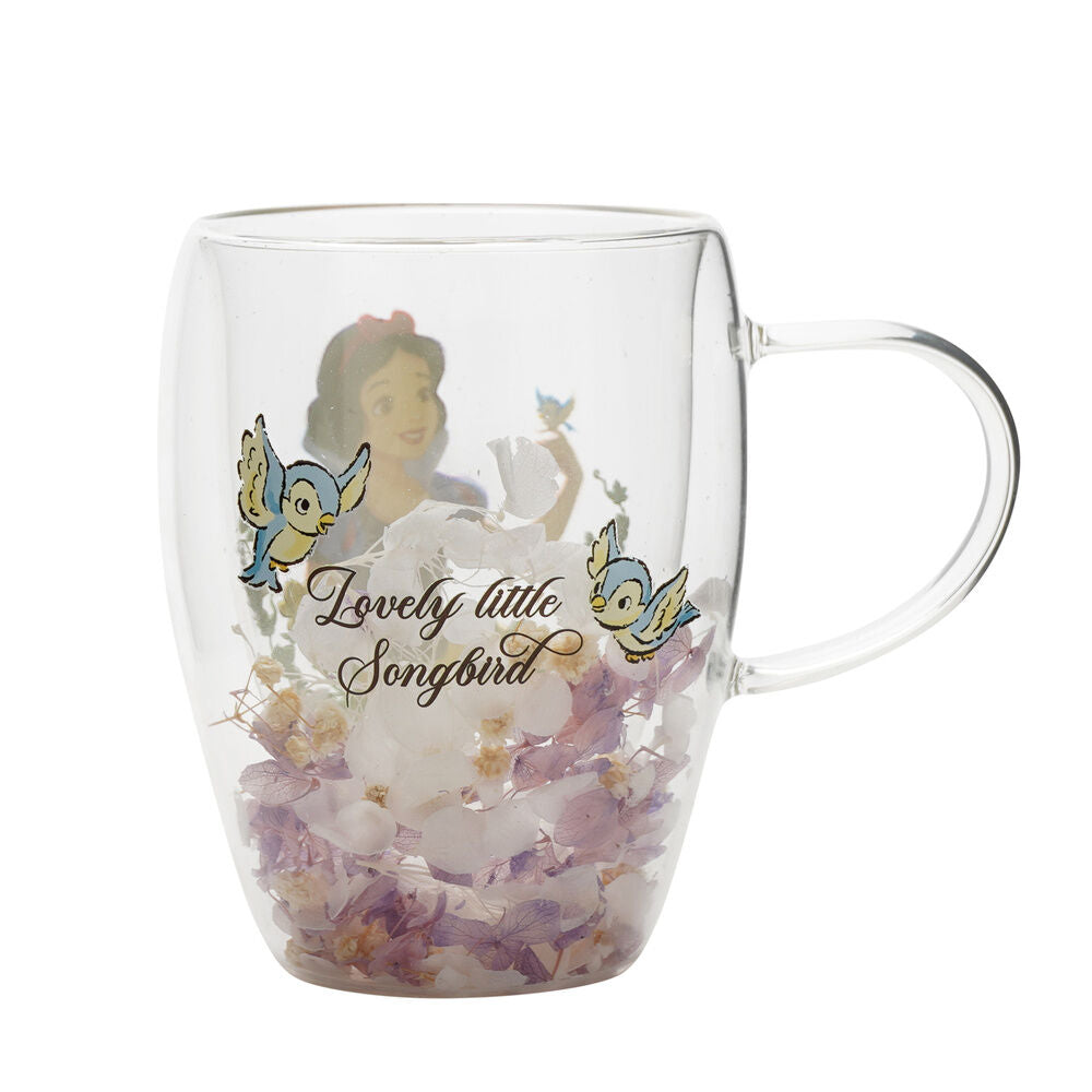 Taza de cristal de Blancanieves Disney con flores secas - 2