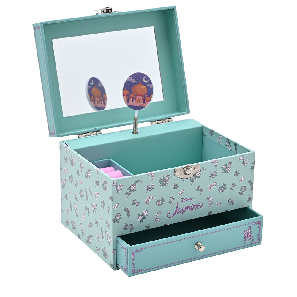 Joyero musical de Jasmine Disney con decoración floral y cajón frontal - 2