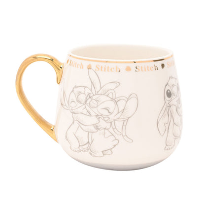 Taza de porcelana china de Stitch Disney con asa y detalles dorados - 2