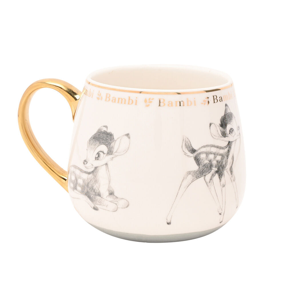 Taza Bambi Disney de porcelana china con asa y detalles dorados - 2
