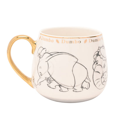 Taza Disney de Dumbo con ilustraciones esbozadas y asa dorada - 2