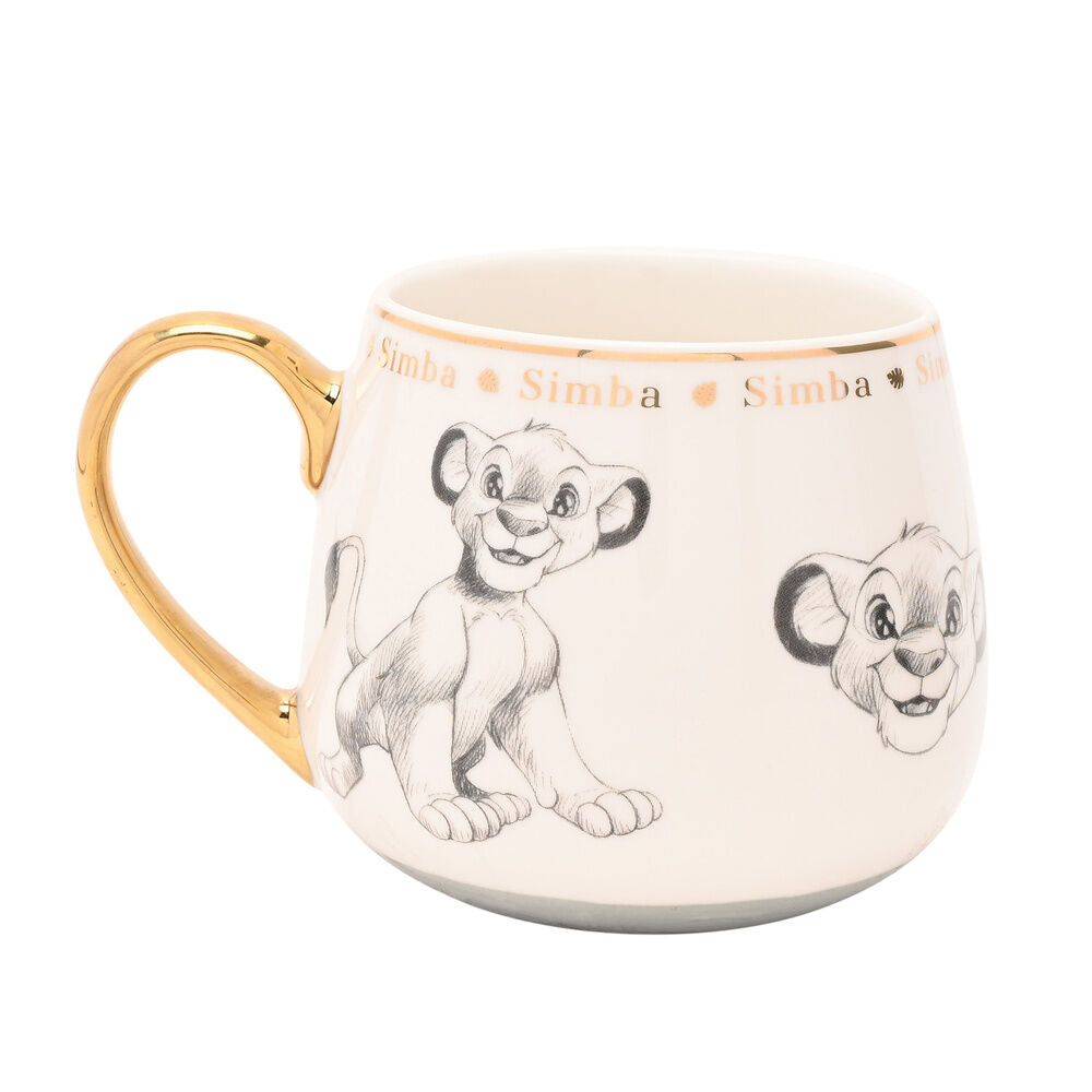 Taza de porcelana china de Simba de El Rey León Disney con detalles dorados - 2