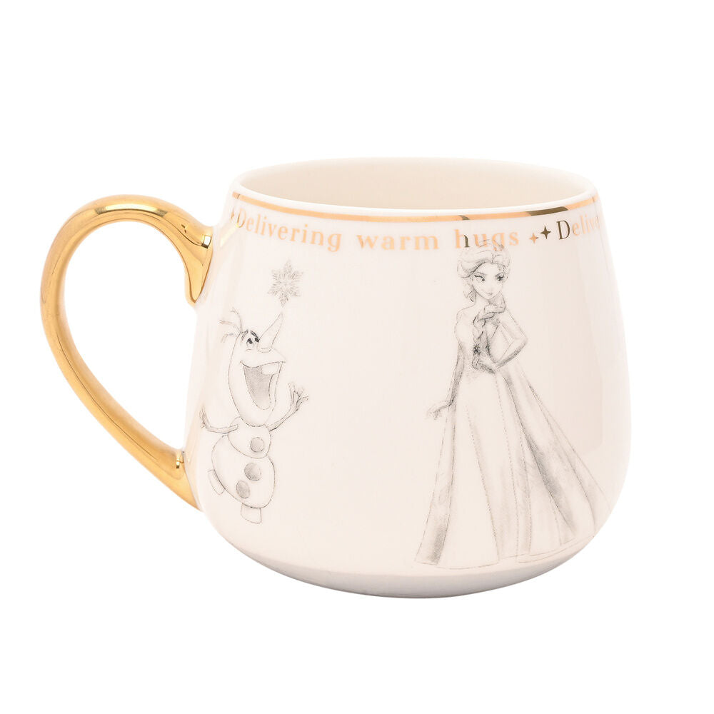 Taza Disney Frozen de porcelana con Elsa y Sven y asa dorada - 2