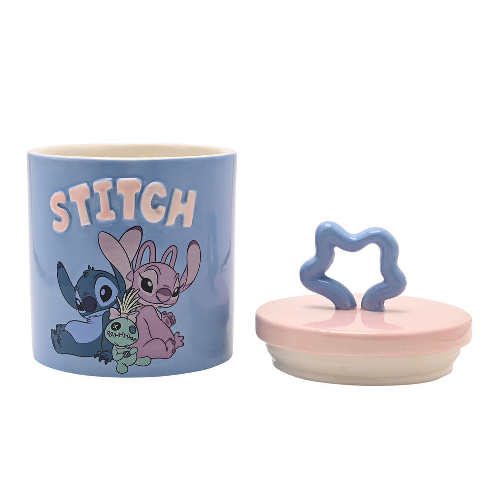 Tarro de almacenamiento Disney Stitch azul y rosa con tapa decorativa - 2