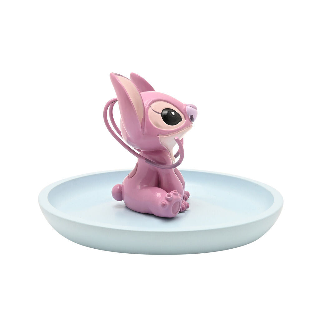 Plato decorativo de resina con figura de Angel Stitch en tonos rosados - 2