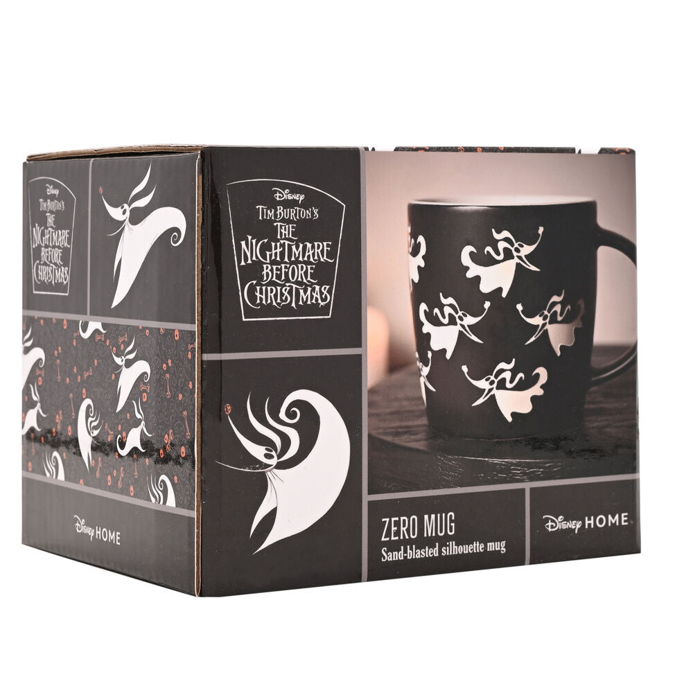 Taza negra de cerámica con siluetas blancas de Zero de Pesadilla antes de Navidad - 2