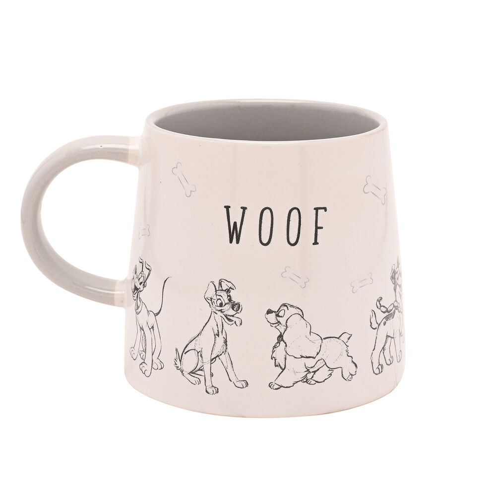Taza de cerámica Disney 101 Dálmatas con perros y mensaje WOOF - 2