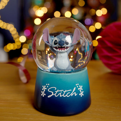 Bola de agua de Stitch Disney con purpurina azul y base decorativa - 2