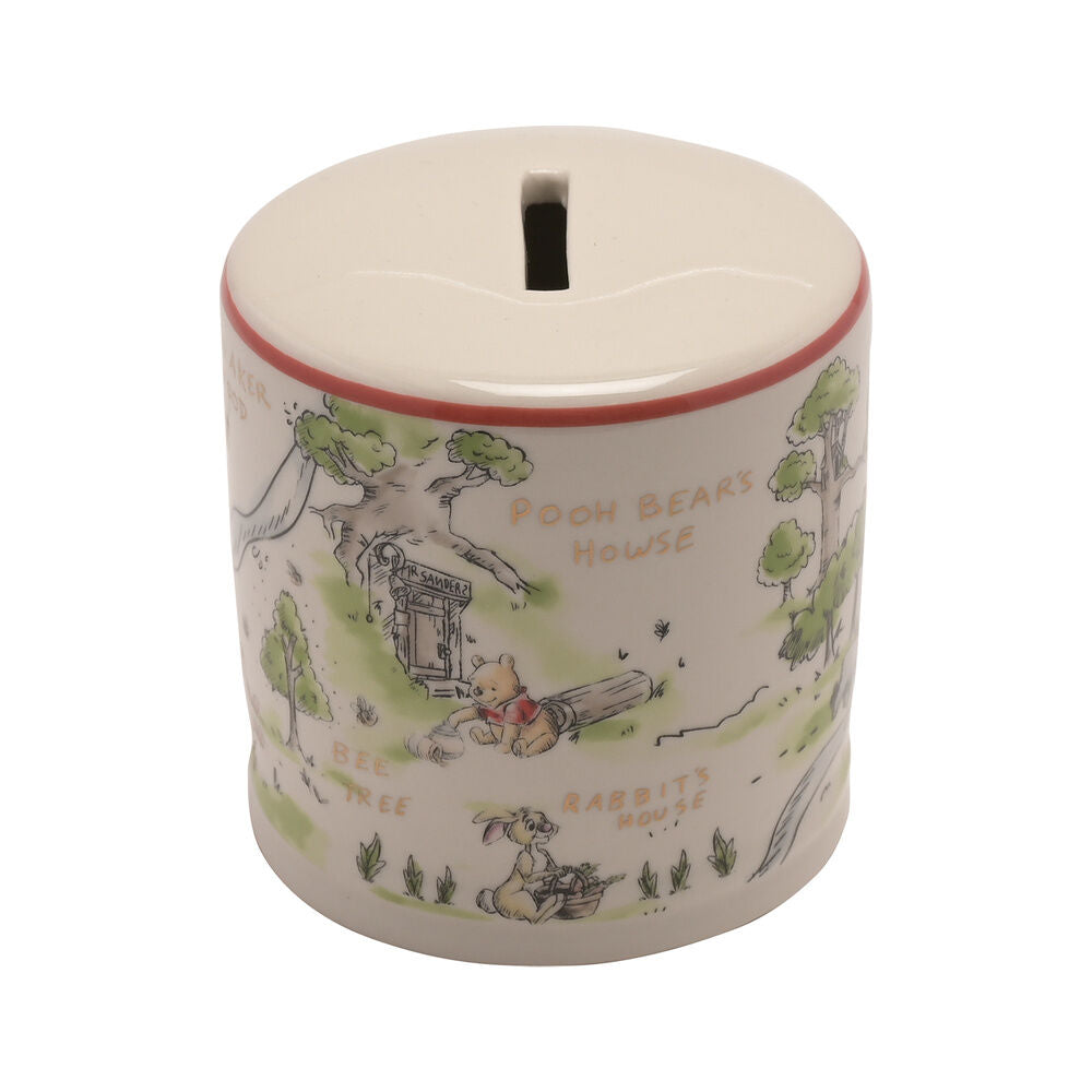 Hucha de cerámica de Winnie the Pooh Disney con ilustraciones y ranura superior - 2