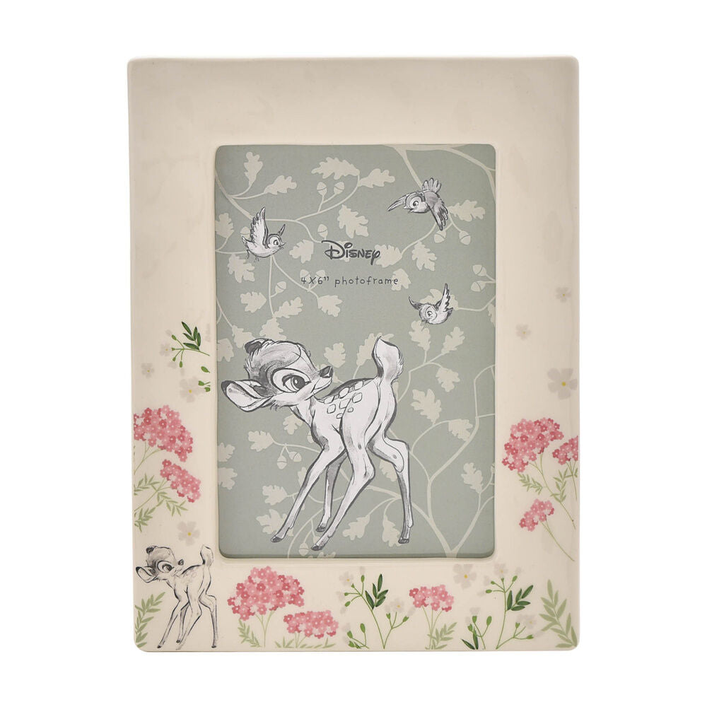 Marco de fotos de cerámica Bambi Disney con decoración floral - 2