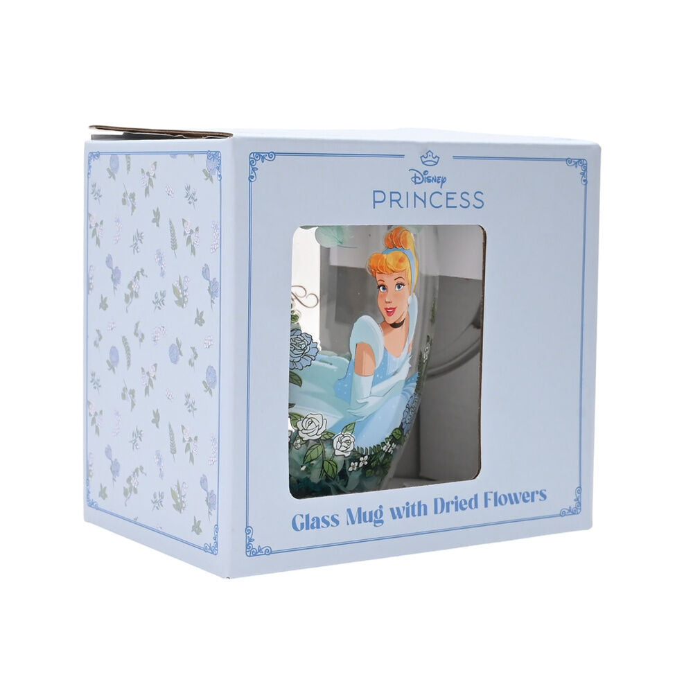 Taza de cristal de Cenicienta Disney con flores secas y asa transparente - 3