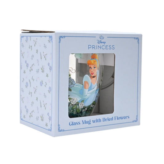 Taza de cristal de Cenicienta Disney con flores secas y asa transparente - 3