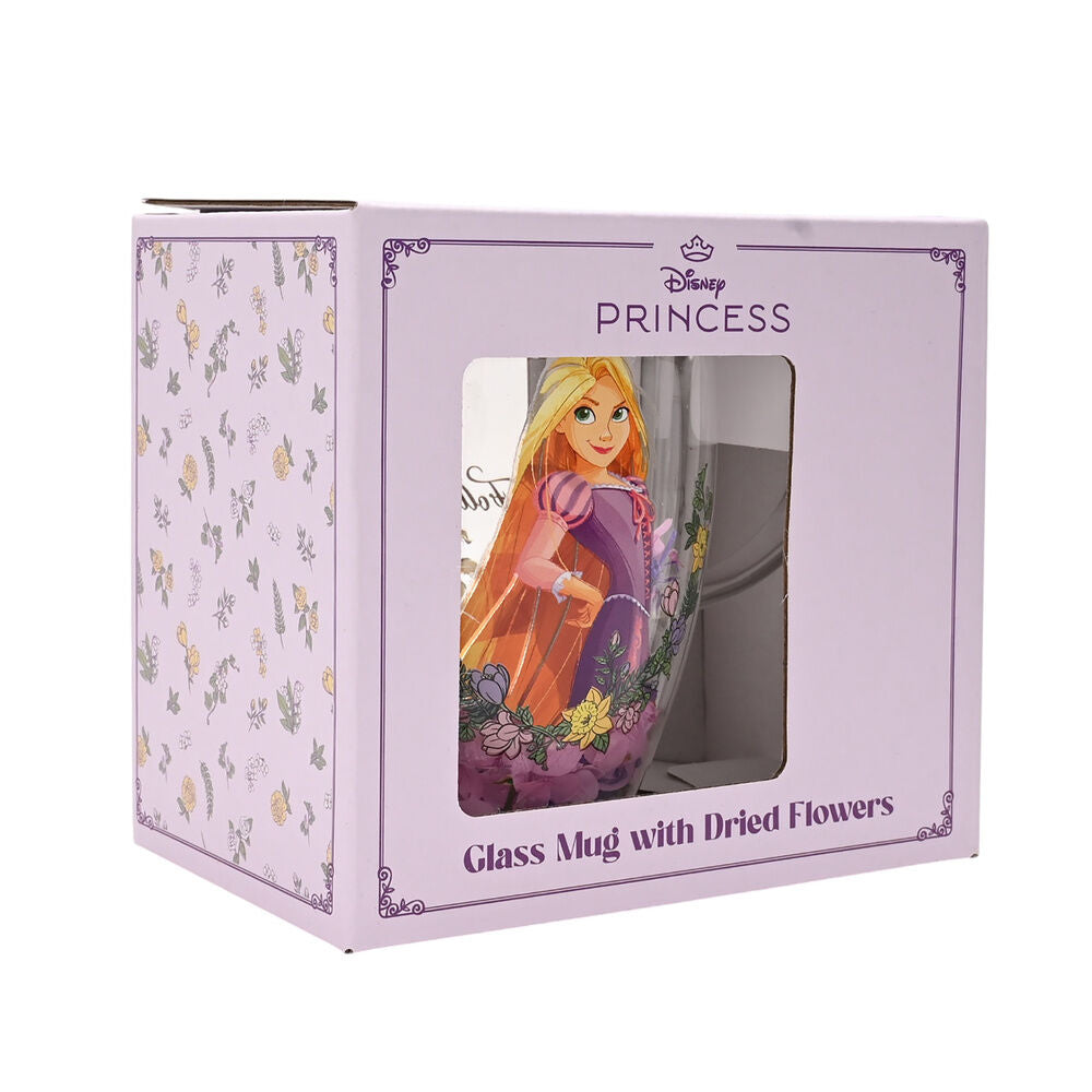 Taza de cristal transparente de Rapunzel Disney con flores secas - 3