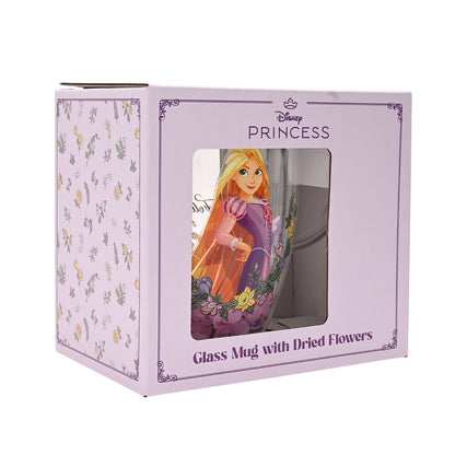 Taza de cristal transparente de Rapunzel Disney con flores secas - 3