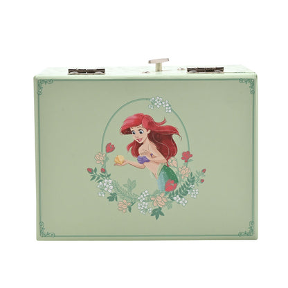 Joyero musical de Ariel Disney en tonos verdes con decoración floral y cajón - 3
