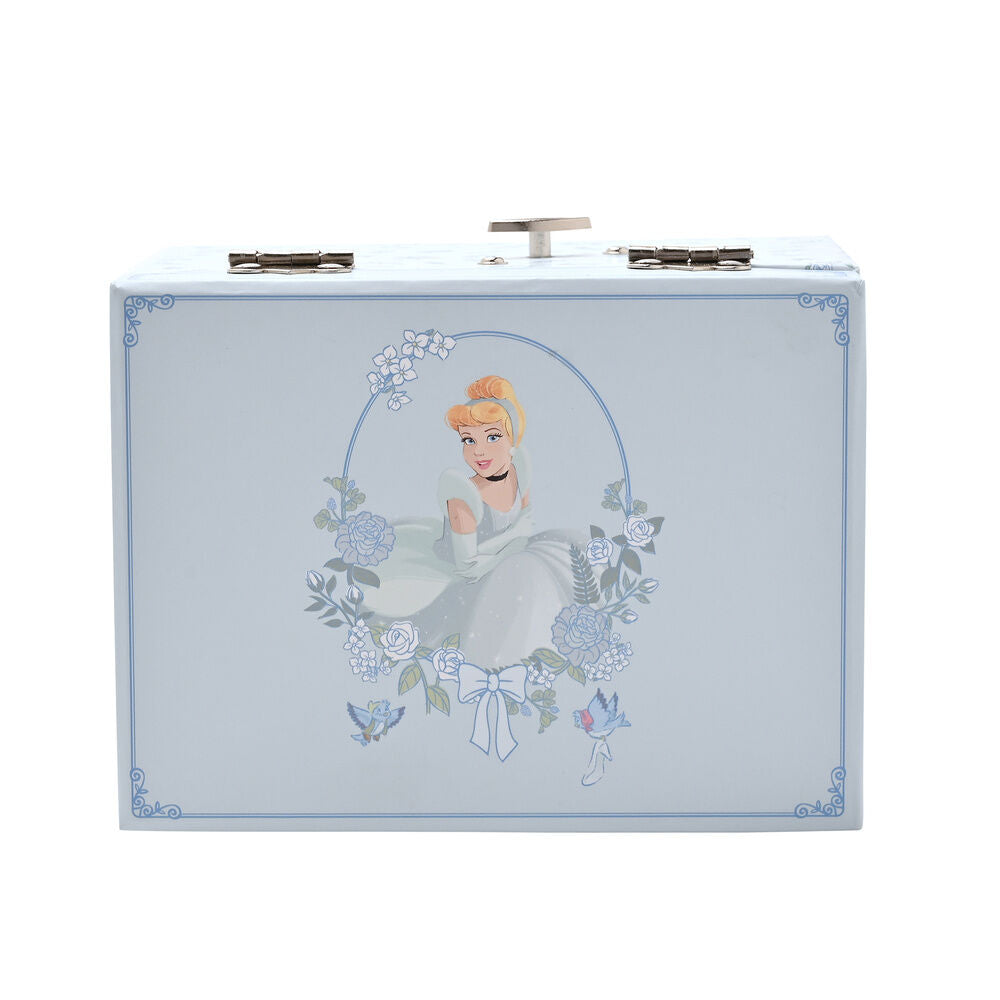 Joyero musical azul claro de Cenicienta Disney con flores y cajón - 3