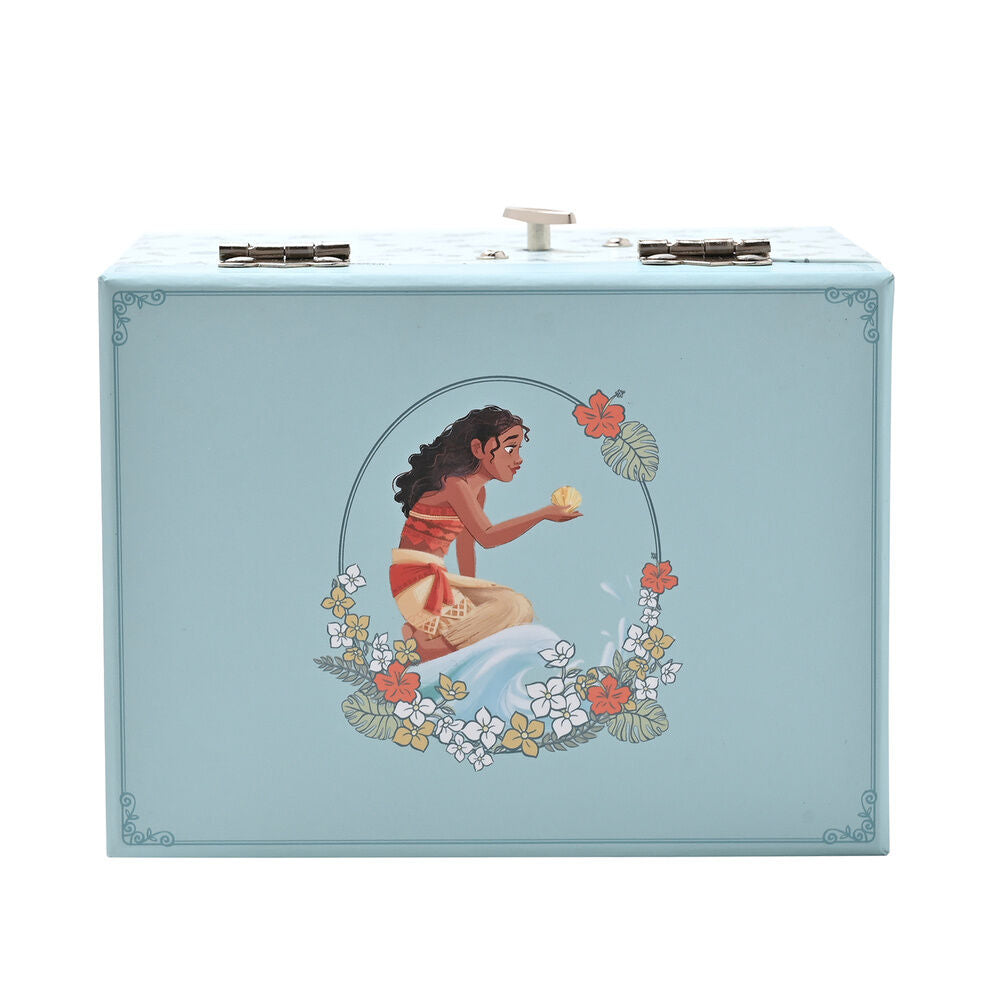Joyero musical azul de Vaiana Moana Disney con flores y cajón frontal - 3