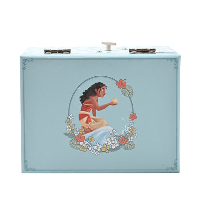 Joyero musical azul de Vaiana Moana Disney con flores y cajón frontal - 3