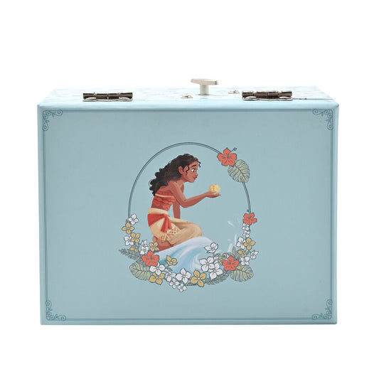 Joyero musical azul de Vaiana Moana Disney con flores y cajón frontal - 3