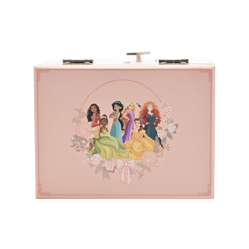 Joyero musical rosa Disney Princesas con cajón y estampado floral - 3