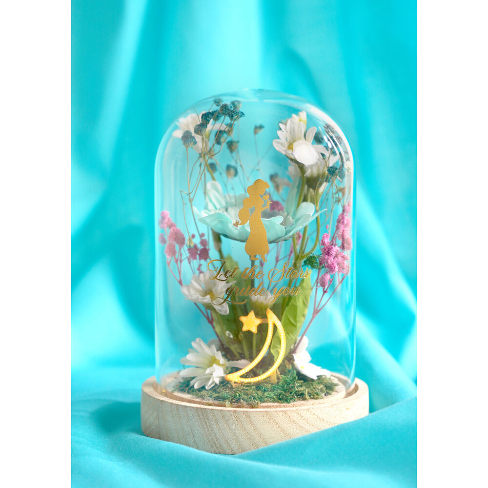 Campana floral iluminada de Jasmine Disney con base de madera - 3