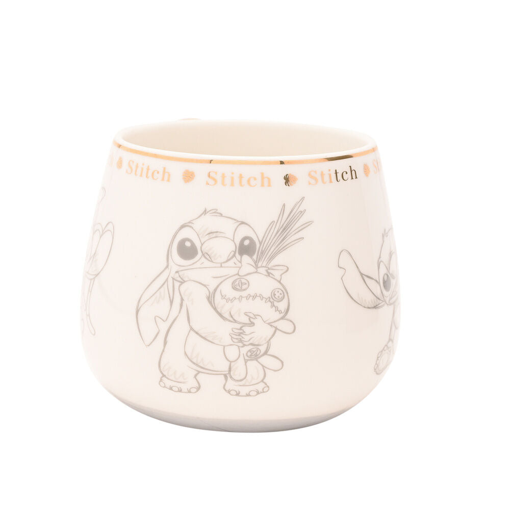 Taza de porcelana china de Stitch Disney con asa y detalles dorados - 3