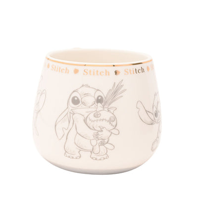 Taza de porcelana china de Stitch Disney con asa y detalles dorados - 3