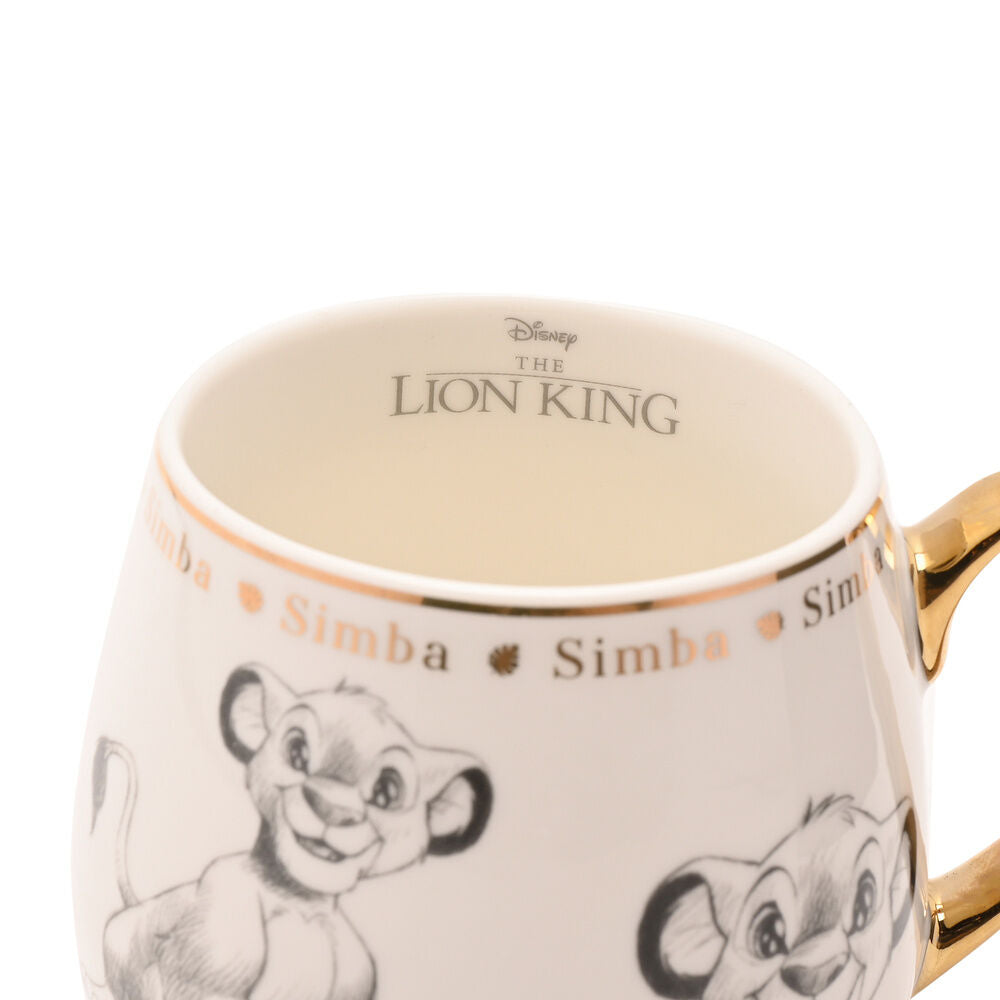 Taza de porcelana china de Simba de El Rey León Disney con detalles dorados - 3