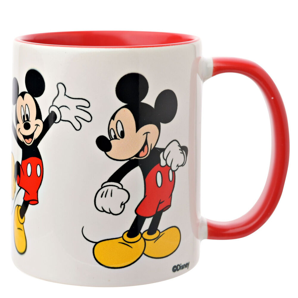 Taza de cerámica Disney Mickey Mouse blanca con asa roja - 3