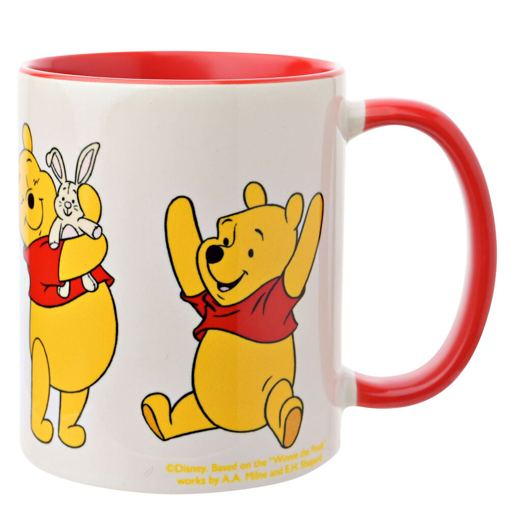 Taza de cerámica blanca de Winnie the Pooh Disney con asa roja - 3