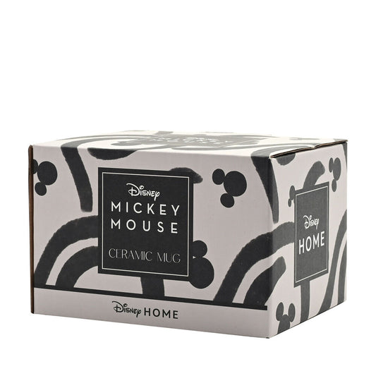 Taza negra de Mickey Disney con siluetas blancas y asa ondulada - 3