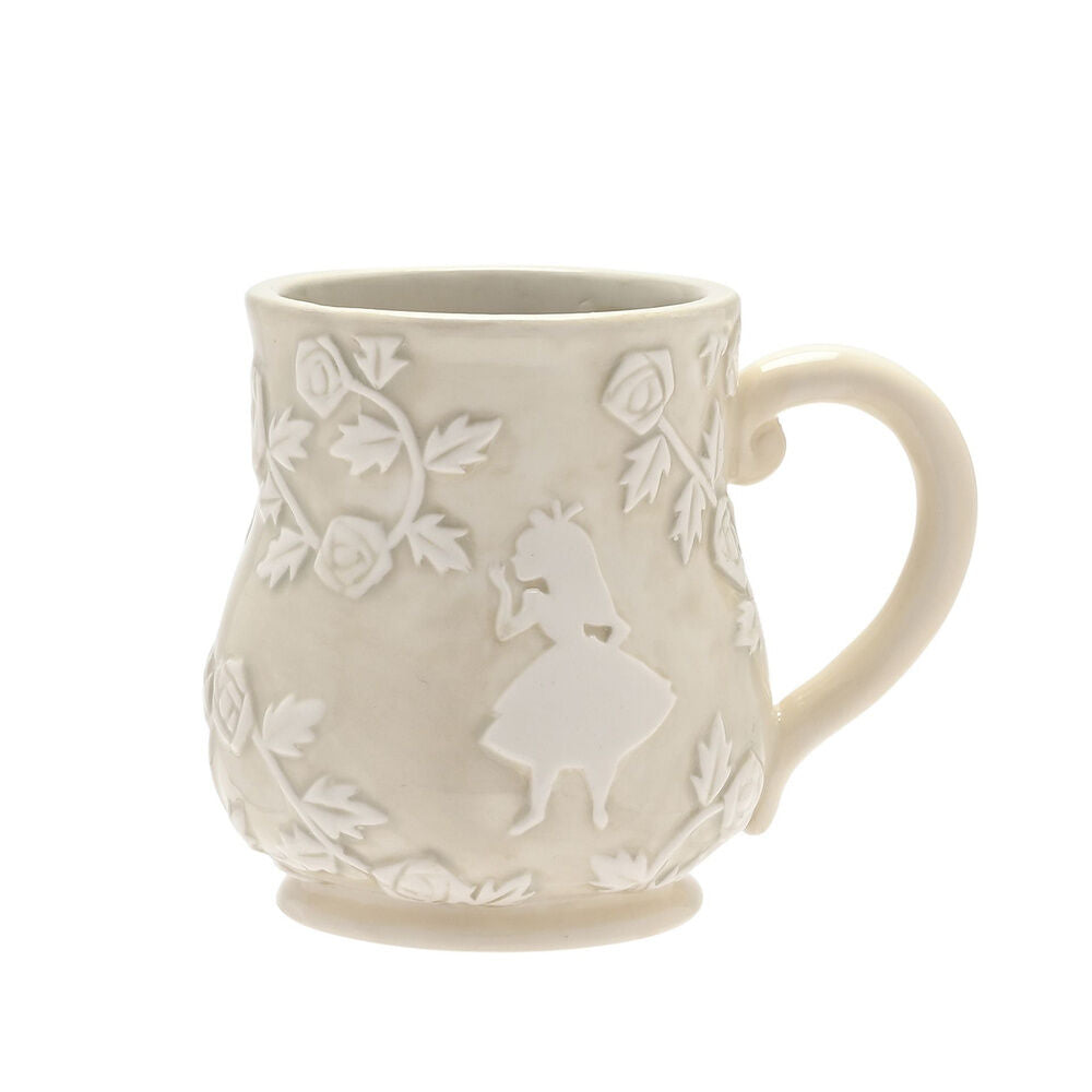 Taza de cerámica Disney del Conejo Blanco con detalles florales en relieve - 3