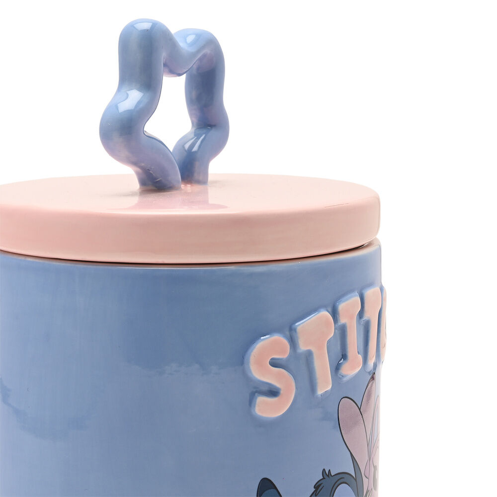 Tarro de almacenamiento Disney Stitch azul y rosa con tapa decorativa - 3