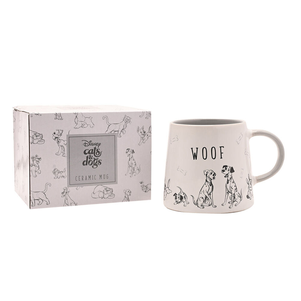 Taza de cerámica Disney 101 Dálmatas con perros y mensaje WOOF - 3