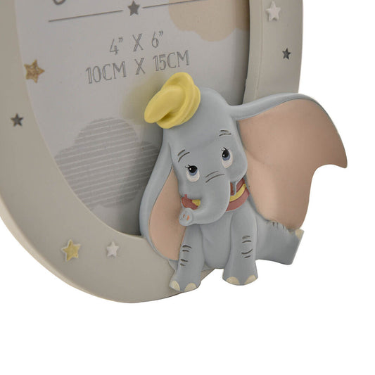 Marco de fotos ovalado de resina gris con Dumbo Disney y estrellas - 3