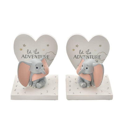 Par de sujetalibros 3D de Dumbo Disney con corazones y estrellas - 3